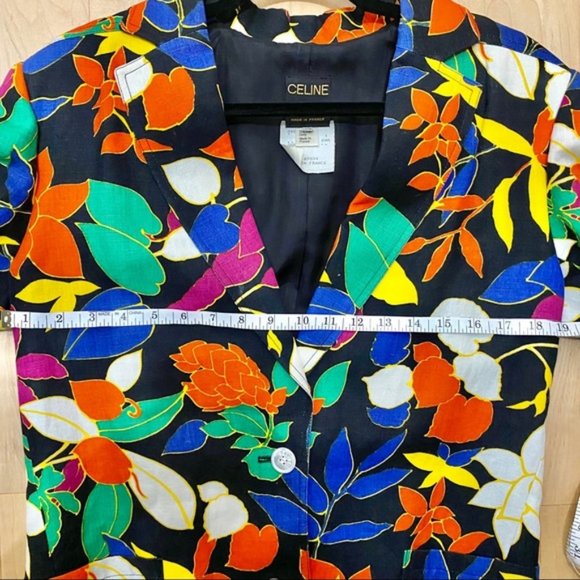 Céline Paris Vintage Linen Floral Print Blazer - Picture 8 of 12
